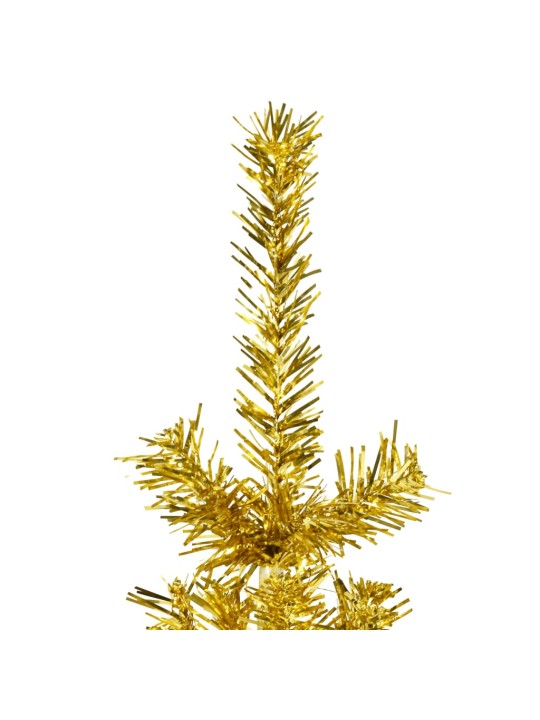 Siaura dirbtinė pusinė Kalėdų eglutė su stovu, auksinė, 120cm