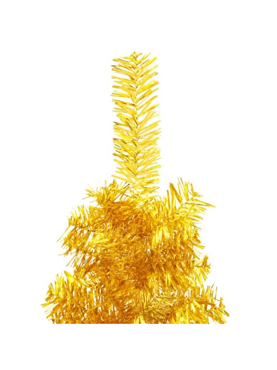 Siaura dirbtinė pusinė Kalėdų eglutė su stovu, auksinė, 150cm