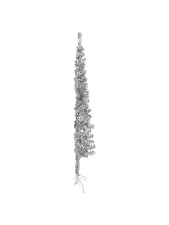 Siaura dirbtinė pusinė Kalėdų eglutė su stovu, sidabrinė, 150cm