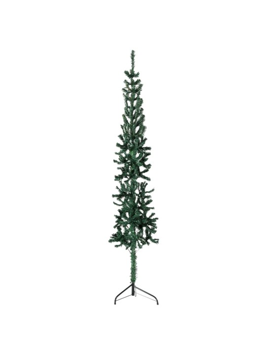 Siaura dirbtinė pusinė Kalėdų eglutė su stovu, žalia, 120cm