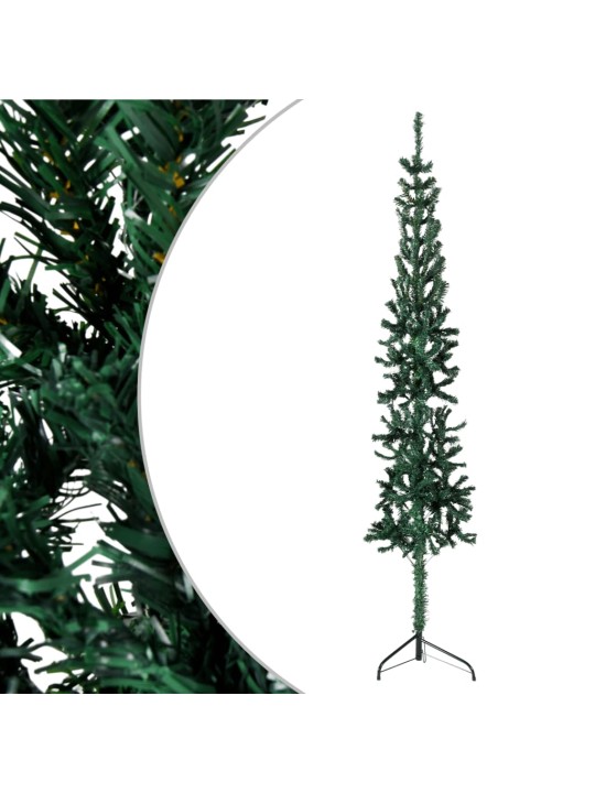 Siaura dirbtinė pusinė Kalėdų eglutė su stovu, žalia, 150cm