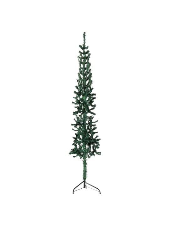 Siaura dirbtinė pusinė Kalėdų eglutė su stovu, žalia, 150cm