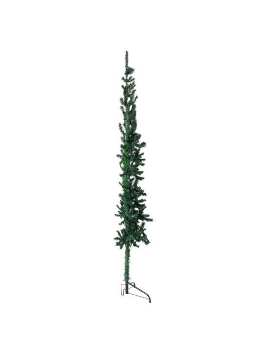 Siaura dirbtinė pusinė Kalėdų eglutė su stovu, žalia, 150cm