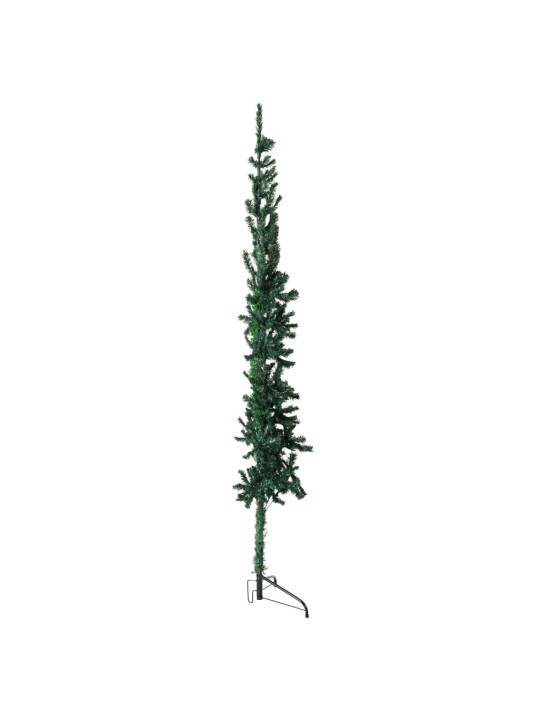 Siaura dirbtinė pusinė Kalėdų eglutė su stovu, žalia, 240cm