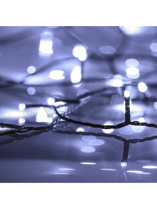 LED lempučių girlianda, 15m, PVC, 150 šaltų baltų LED lempučių