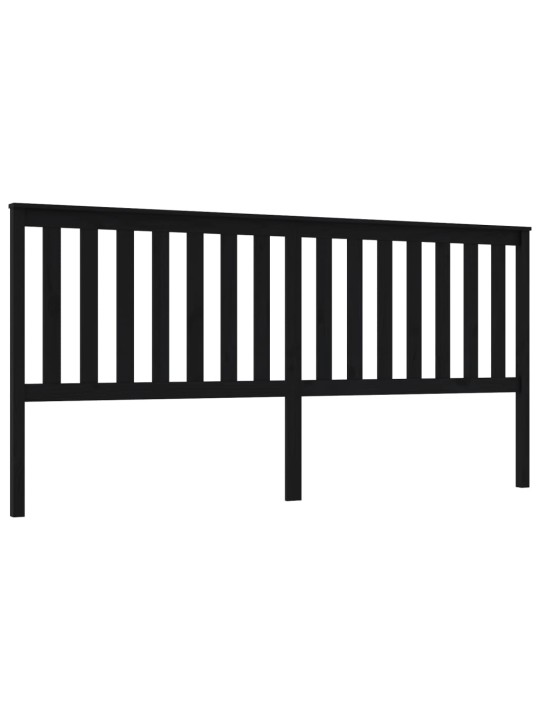 Lovos galvūgalis, juodas, 206x6x101cm, pušies medienos masyvas