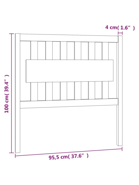 Lovos galvūgalis, juodas, 95,5x4x100cm, pušies medienos masyvas