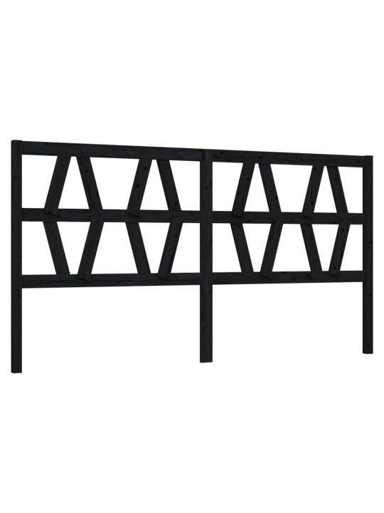 Lovos galvūgalis, juodas, 206x4x100cm, pušies medienos masyvas