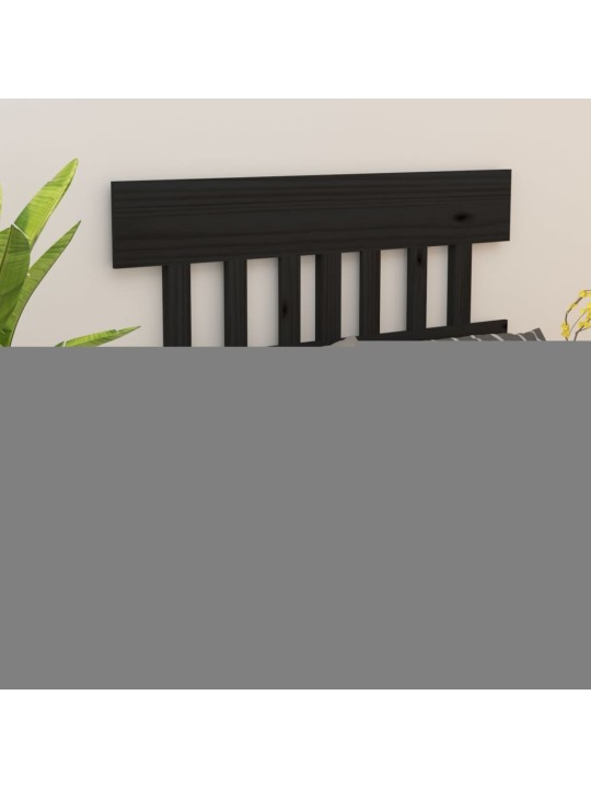 Lovos galvūgalis, juodas, 123,5x3x81cm, pušies medienos masyvas