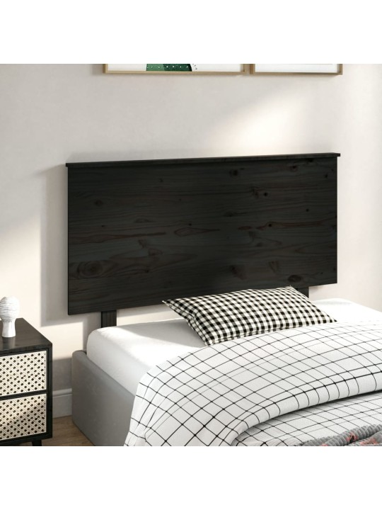 Lovos galvūgalis, juodas, 124x6x82,5cm, pušies medienos masyvas