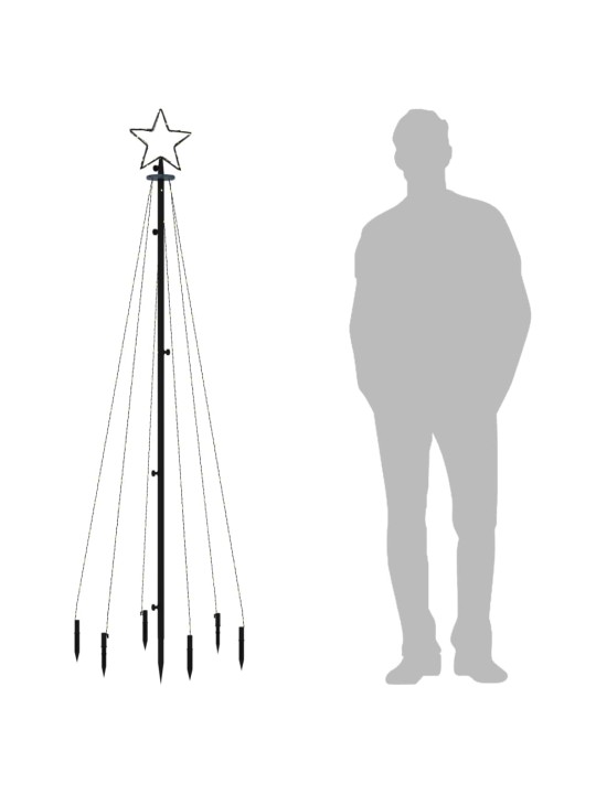 Kalėdų eglutė su kuoliuku, šiltos baltos spalvos, 108LED, 180cm