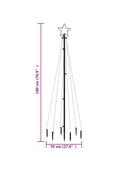 Kalėdų eglutė su kuoliuku, mėlynos spalvos, 108LED, 180cm