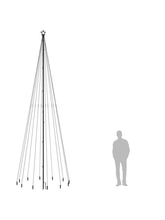 Kalėdų eglutė su kuoliuku, 500cm, 732 įvairių spalvų LED