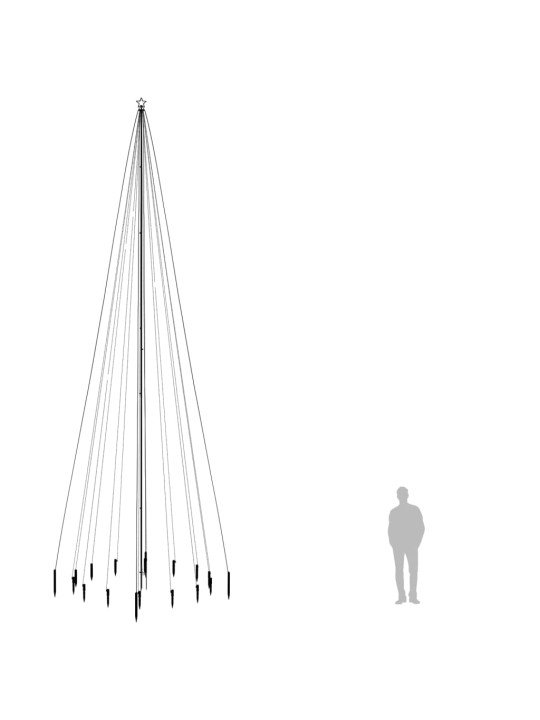 Kalėdų eglutė su kuoliuku, 800cm, 1134 įvairių spalvų LED