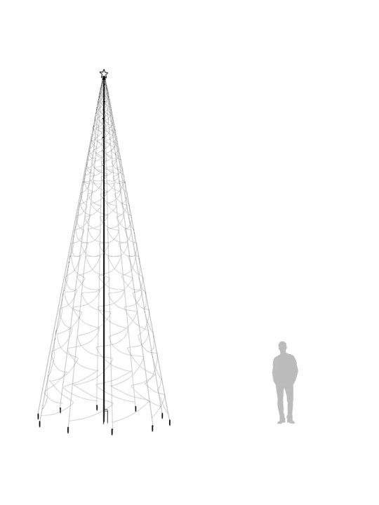 Kalėdų eglutė su kuoliuku, šalta balta, 3000LED, 800cm
