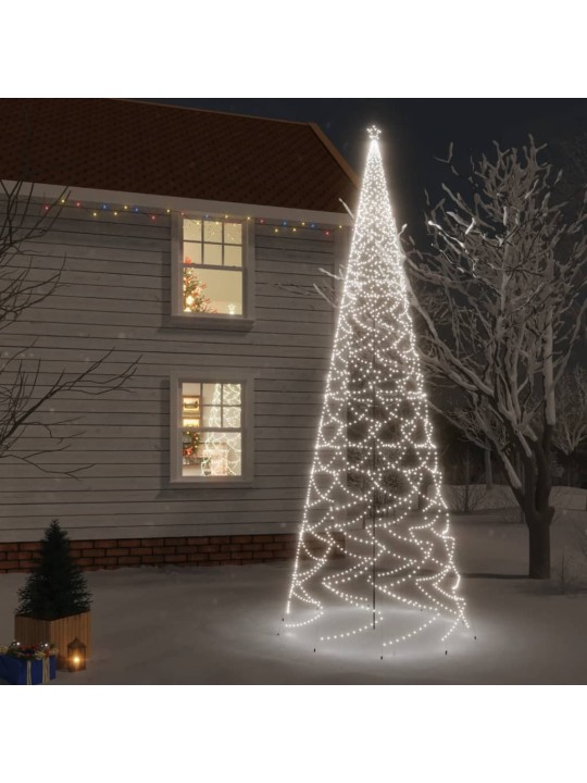 Kalėdų eglutė su kuoliuku, šalta balta, 3000LED, 800cm