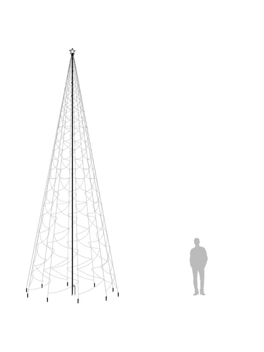 Kalėdų eglutė su kuoliuku, įvairių spalvų, 3000LED, 800cm