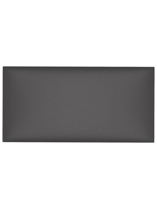 Sienų plokštės, 12vnt., pilkos, 30x15cm, dirbtinė oda, 0,54m²