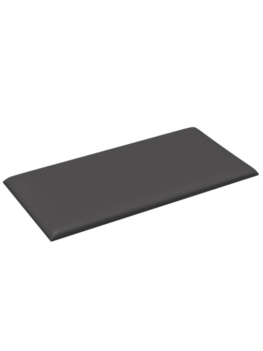Sienų plokštės, 12vnt., pilkos, 30x15cm, dirbtinė oda, 0,54m²