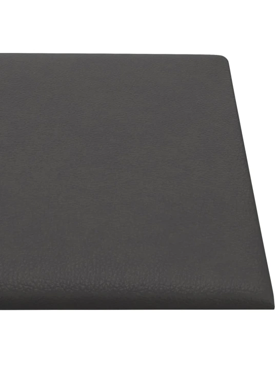 Sienų plokštės, 12vnt., pilkos, 30x15cm, dirbtinė oda, 0,54m²
