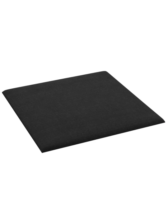 Sienų plokštės, 12vnt., juodos, 30x30cm, audinys, 1,08m²