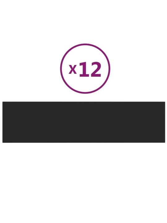 Sienų plokštės, 12vnt., juodos, 60x15cm, audinys, 1,08m²