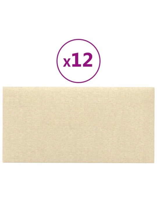 Sienų plokštės, 12vnt., kreminės, 60x30cm, audinys, 2,16m²