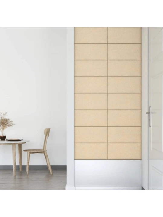 Sienų plokštės, 12vnt., kreminės, 60x30cm, audinys, 2,16m²