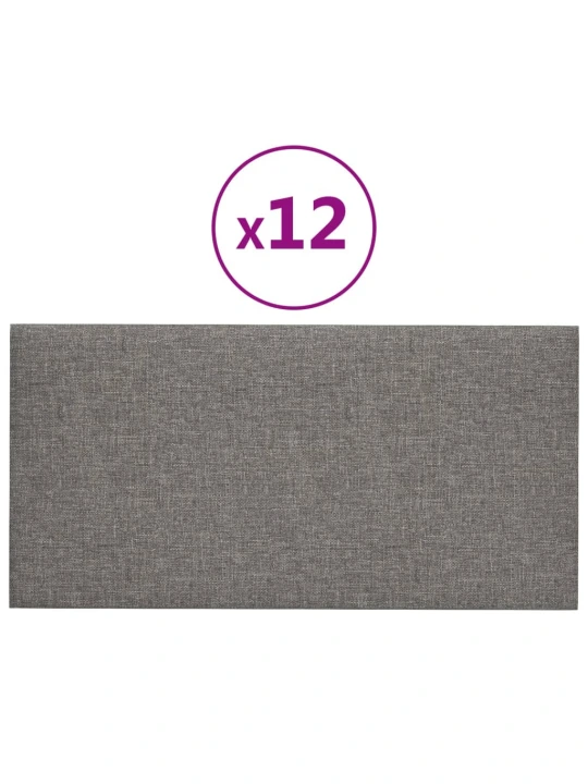 Sienų plokštės, 12vnt., pilkos, 60x30cm, audinys, 2,16m²