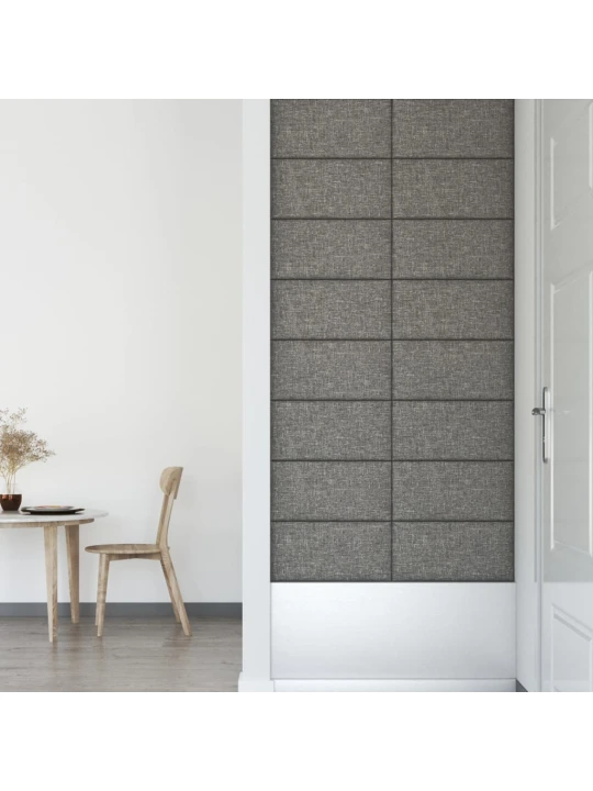 Sienų plokštės, 12vnt., pilkos, 60x30cm, audinys, 2,16m²