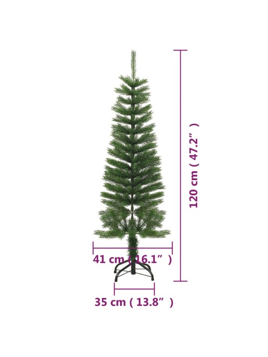 Dirbtinė siaura Kalėdų eglutė su stovu, 120cm, PE