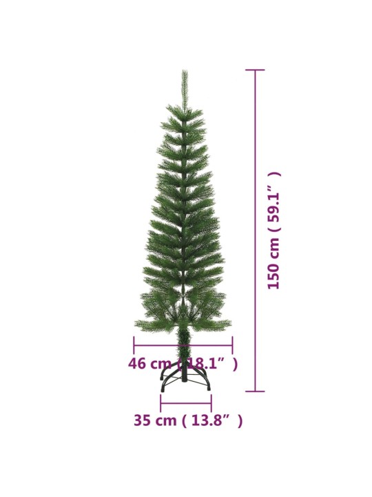 Dirbtinė siaura Kalėdų eglutė su stovu, 150cm, PE