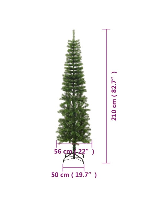 Dirbtinė siaura Kalėdų eglutė su stovu, 210cm, PE