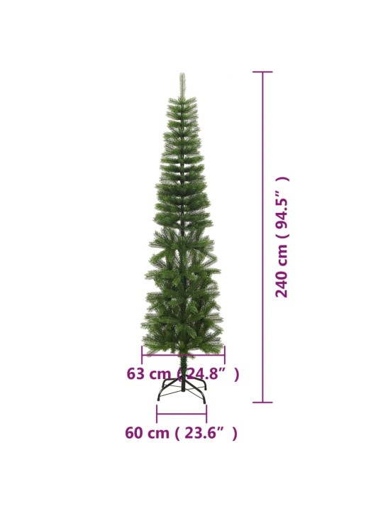 Dirbtinė siaura Kalėdų eglutė su stovu, 240cm, PE