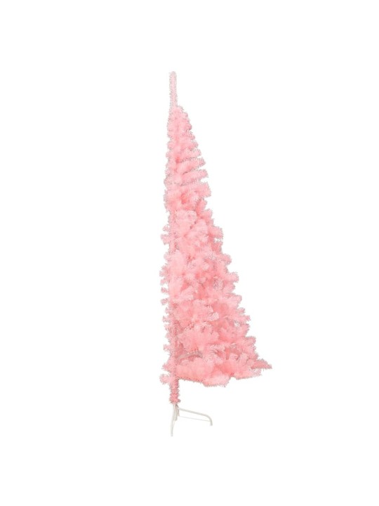 Dirbtinė pusinė Kalėdų eglutė su stovu, rožinė, 240cm, PVC