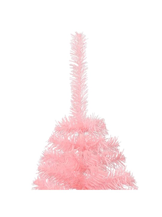 Dirbtinė pusinė Kalėdų eglutė su stovu, rožinė, 240cm, PVC