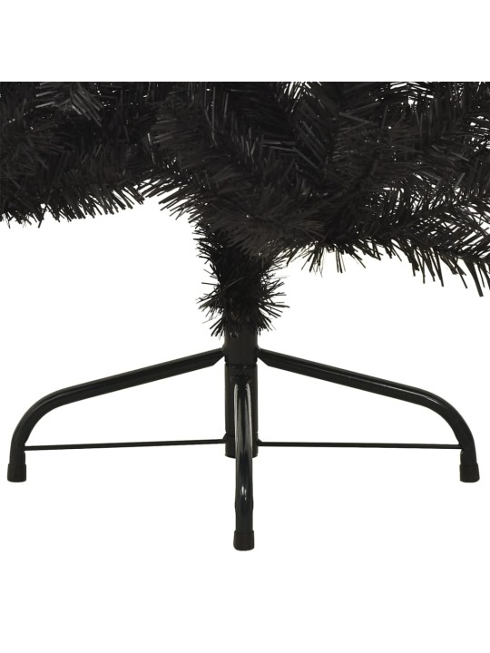 Dirbtinė pusinė Kalėdų eglutė su stovu, juoda, 150cm, PVC