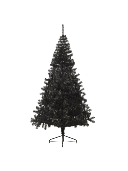 Dirbtinė pusinė Kalėdų eglutė su stovu, juoda, 240cm, PVC