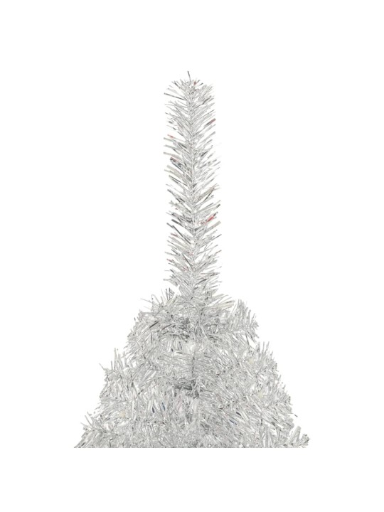 Dirbtinė pusinė Kalėdų eglutė su stovu, sidabrinė, 240cm, PET