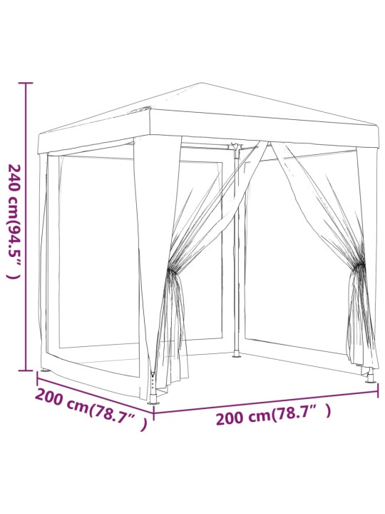 Proginė palapinė su 4 tinklinėmis sienomis, žalia, 2x2m, HDPE