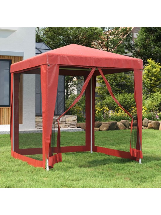 Proginė palapinė su 4 tinklinėmis sienomis, raudona, 2x2m, HDPE