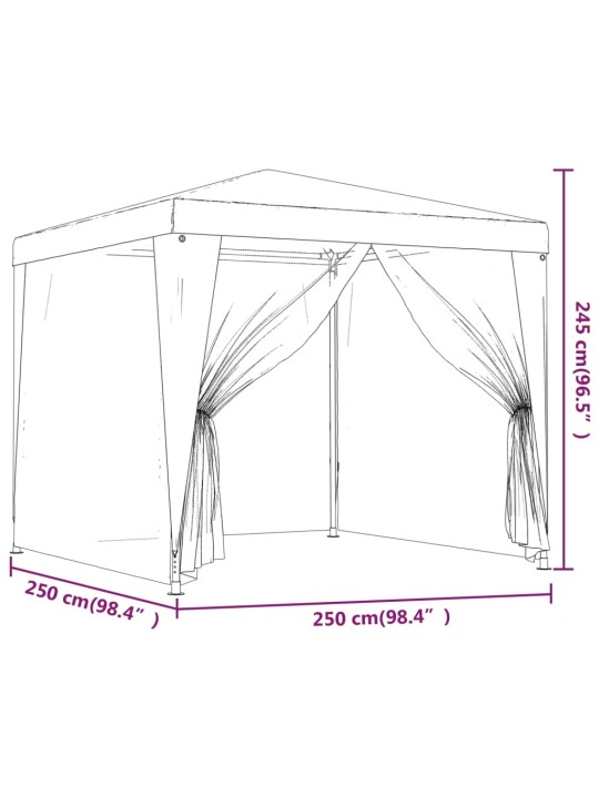 Proginė palapinė su 4 sienomis, raudona, 2,5x2,5m, HDPE