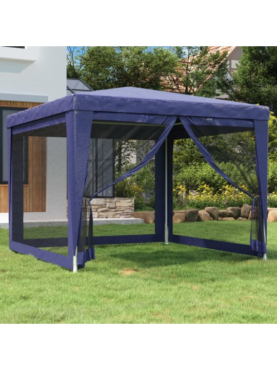 Proginė palapinė su 4 tinklinėmis sienomis, mėlyna, 3x3m, HDPE
