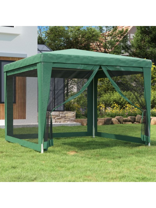Proginė palapinė su 4 tinklinėmis sienomis, žalia, 3x3m, HDPE