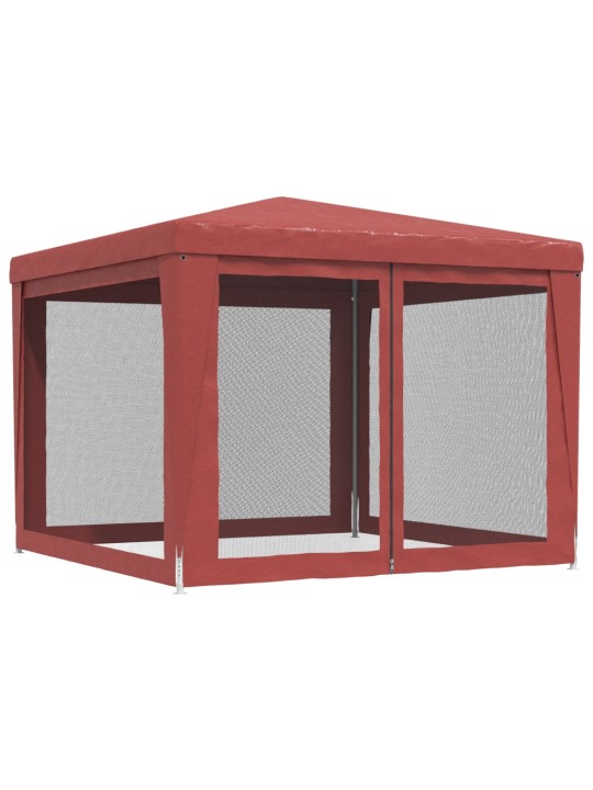 Proginė palapinė su 4 tinklinėmis sienomis, raudona, 3x3m, HDPE