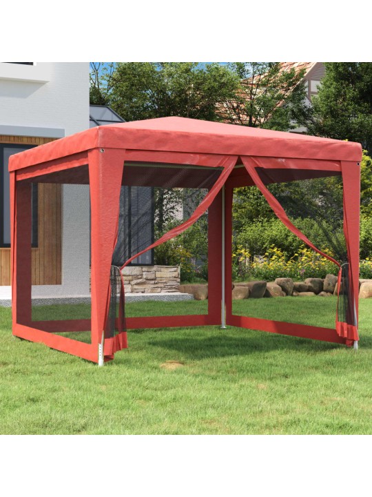 Proginė palapinė su 4 tinklinėmis sienomis, raudona, 3x3m, HDPE