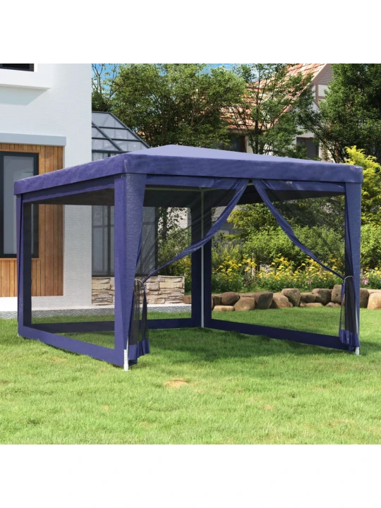 Proginė palapinė su 4 tinklinėmis sienomis, mėlyna, 3x4m, HDPE