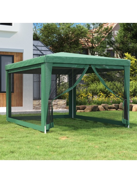 Proginė palapinė su 4 tinklinėmis sienomis, žalia, 3x4m, HDPE