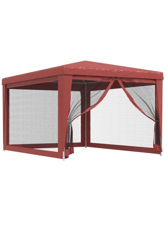 Proginė palapinė su 4 tinklinėmis sienomis, raudona, 3x4m, HDPE