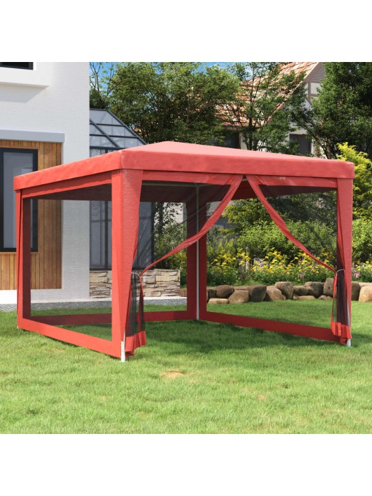 Proginė palapinė su 4 tinklinėmis sienomis, raudona, 3x4m, HDPE
